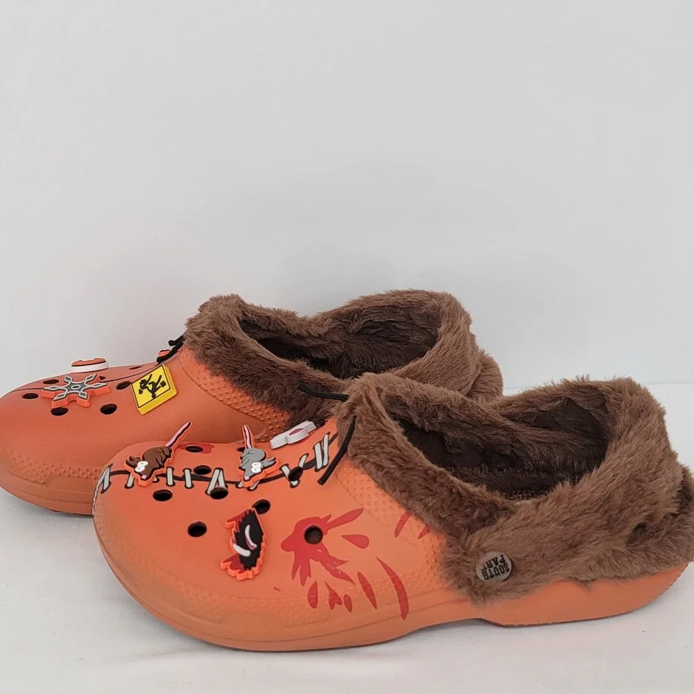 South Park Crocs Kenny Classic Lined Clog Orange Faux Fur Mens 9 W 11